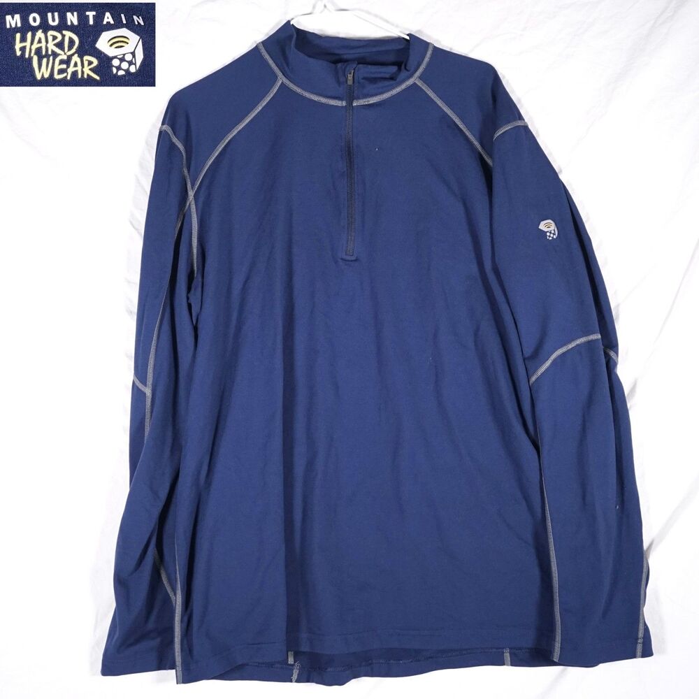 Mountain Hardwear Athletic Quarter Zip Jacket Navy Blue Mens XL Nut Logo
